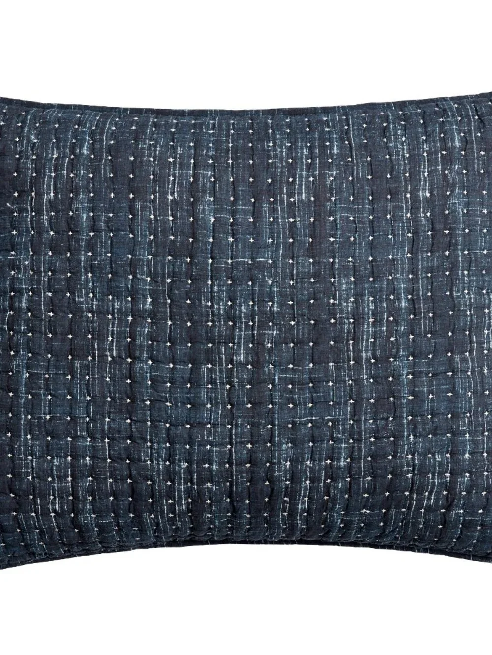 Pottery Barn Arlo Cross Stitch Quilted KING Pillow Sham Cover Indigo Blue